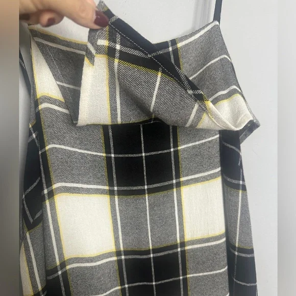 Public School Lilu Draped Plaid Dress Size 8 Color: Black| White|Yellow Plaid - Picture 6 of 8